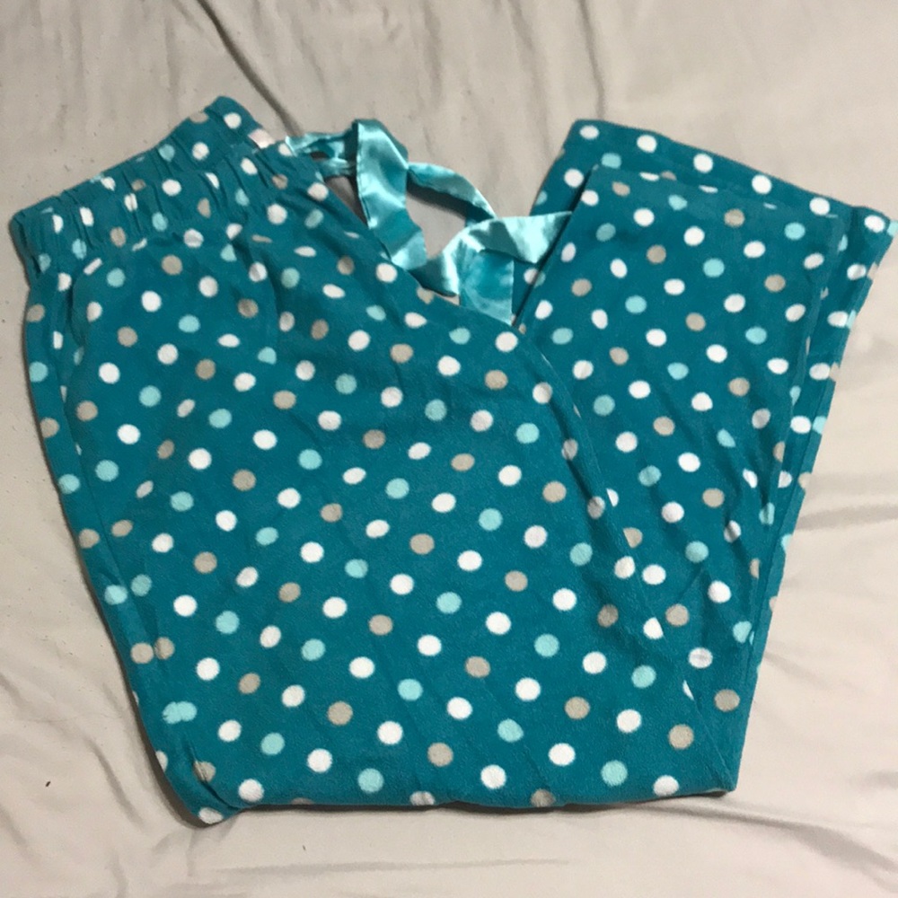 Fuzzy polka dot pajama pants